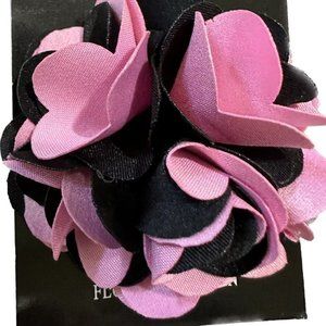 Men's Floral Lapel Pin Pink and Black Flower 100% Microfiber Fabric Brand Zenio